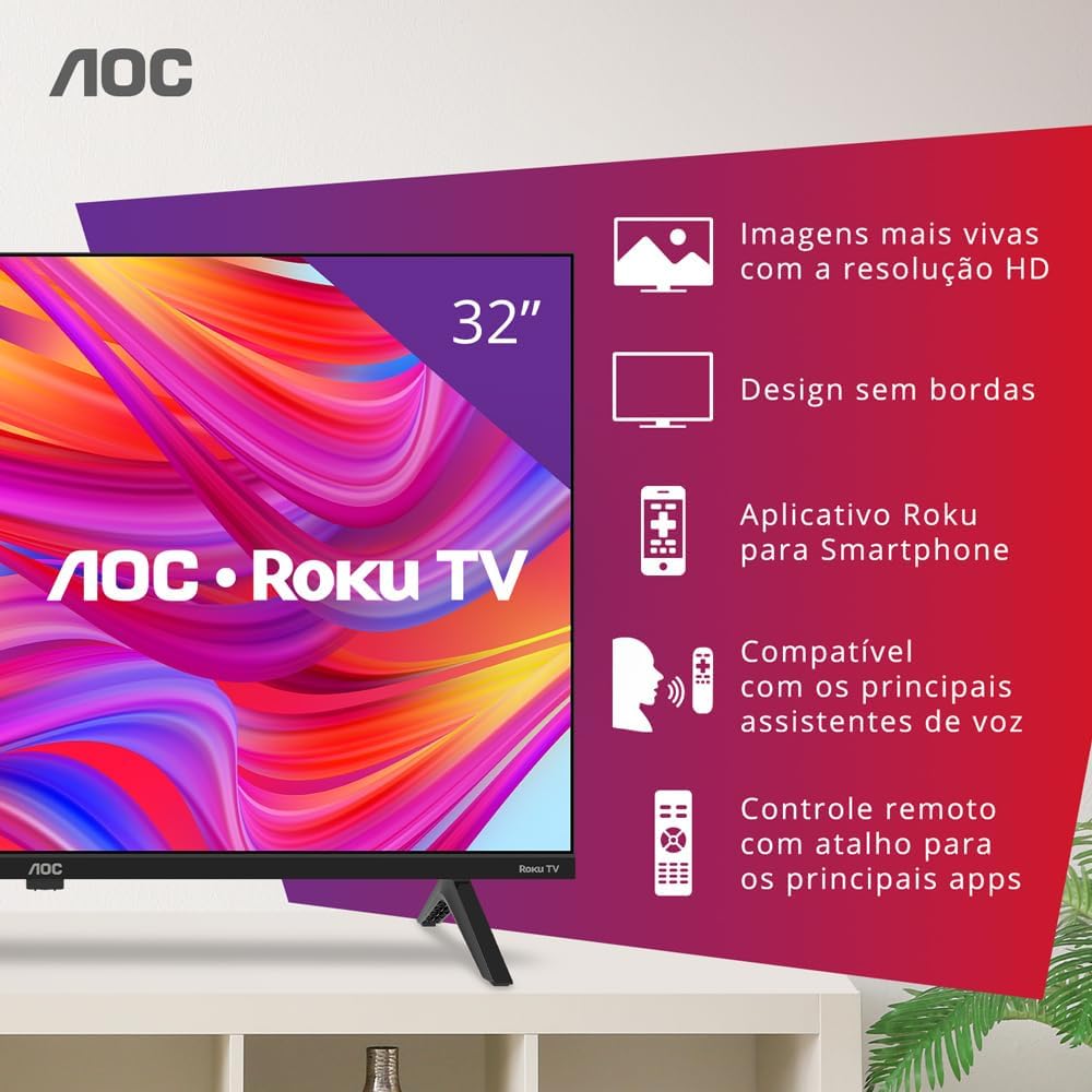 Smart TV AOC 32S5045/78G 32'' HD Roku TV — foto 8